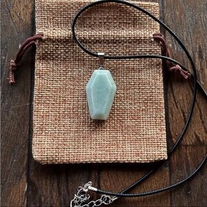 Green Aventurine Coffin Green Aventurine Necklace Crystal Coffin Necklace